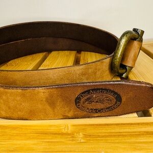 Leather Belt with antique brass buckle by The Australian Outback Collection